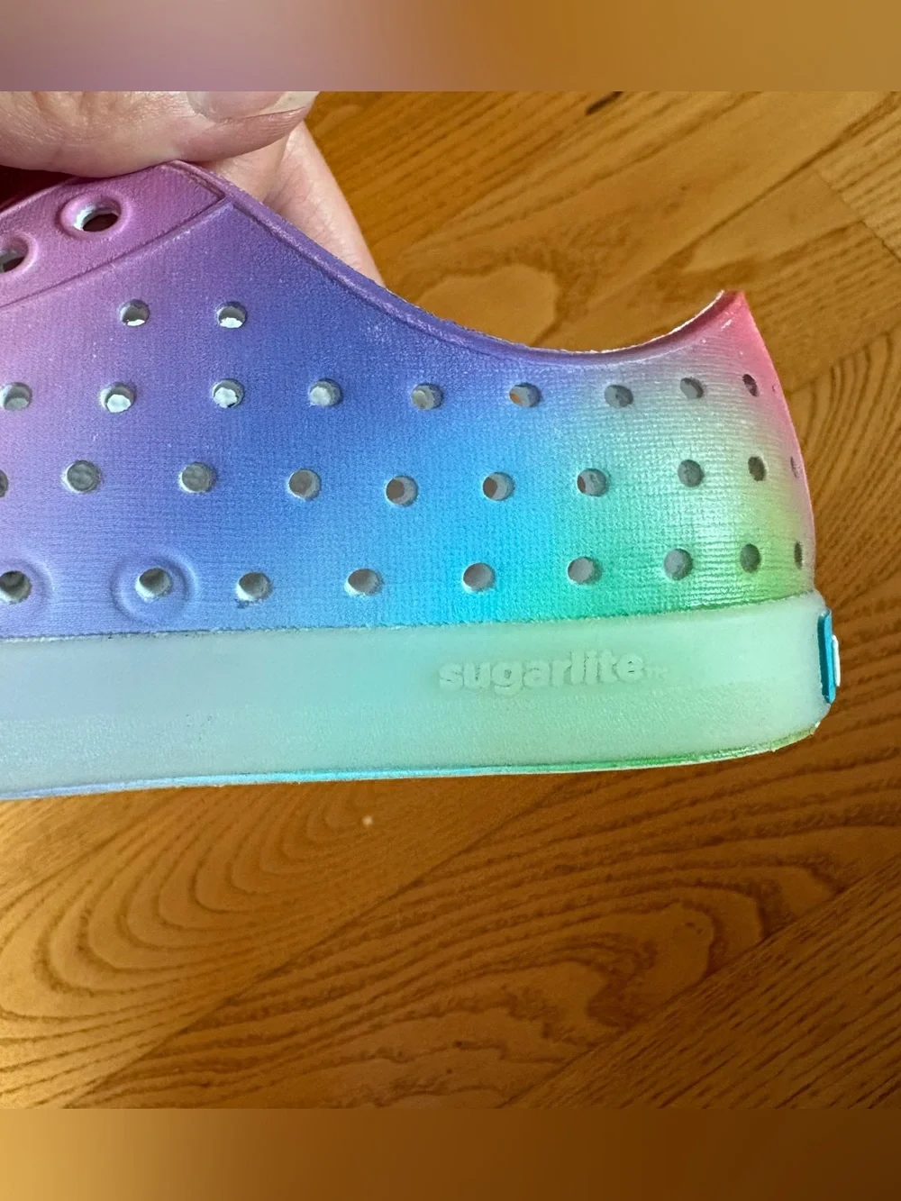 Native Jefferson Slip On Sneakers Shoes Sugarlite Rainbow Ombre Kids Girl Sz C10